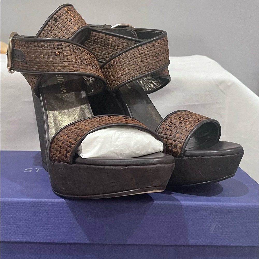 Stuart Weitzman Brown Wedge Sandals